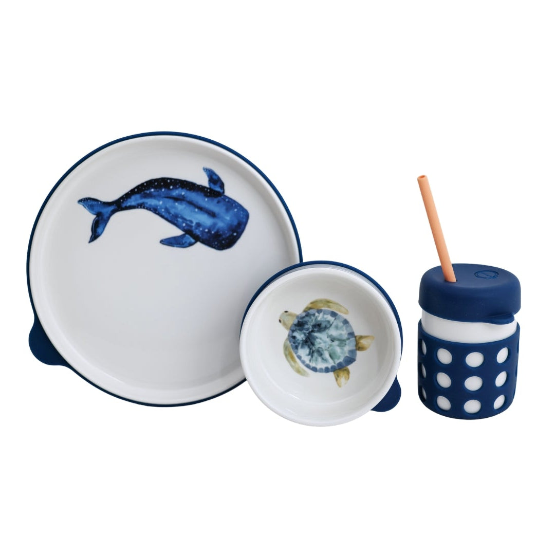 Ceramic whale shark plates for kids