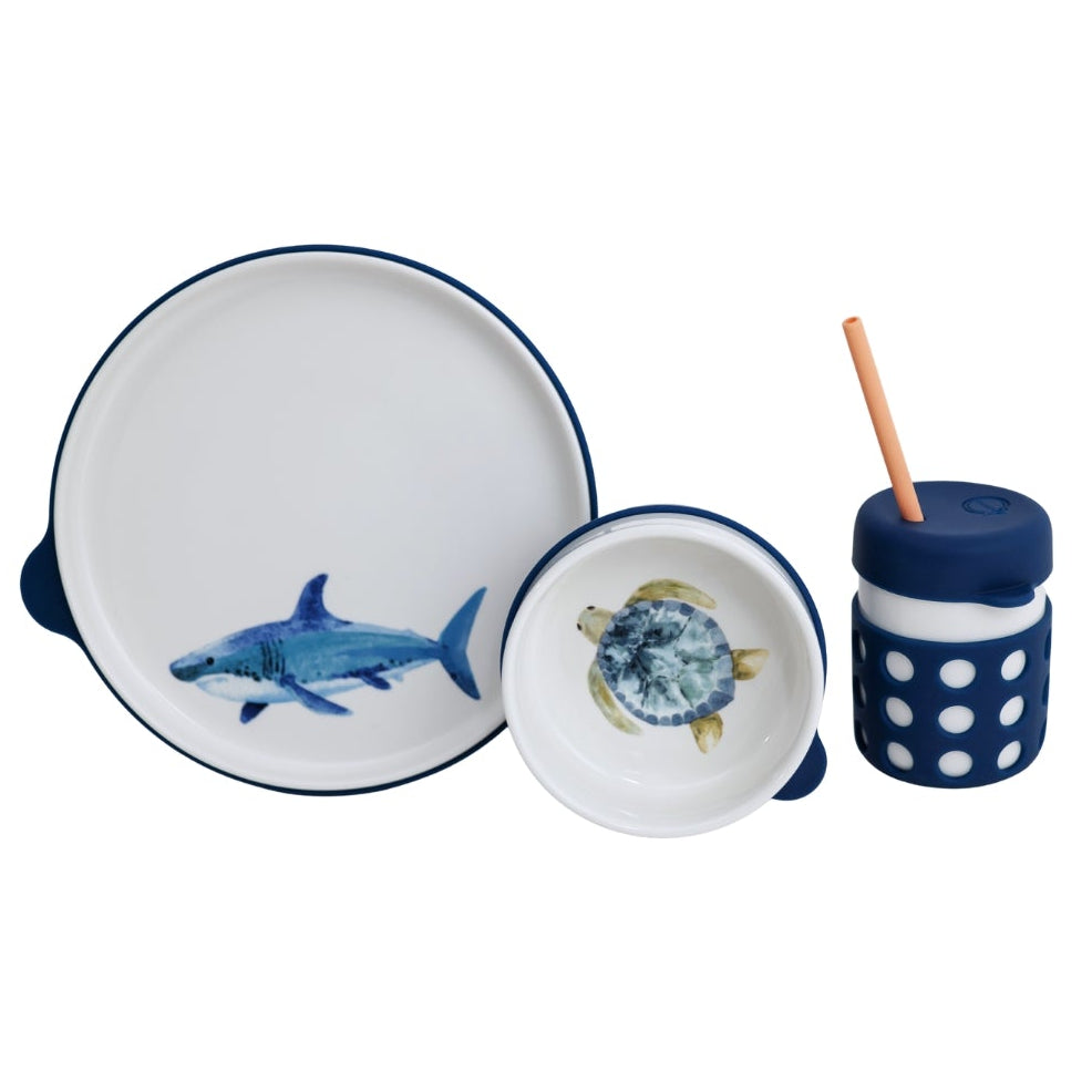 Great White Shark ceramic plate set for kids
